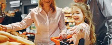 family doing shopping in the grocery store