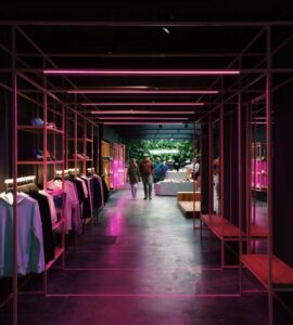 group of people standing in store