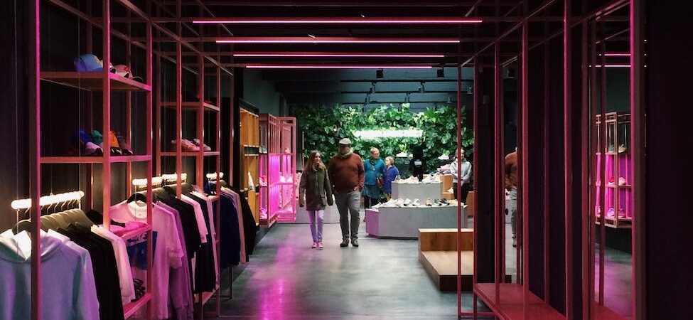 group of people standing in store