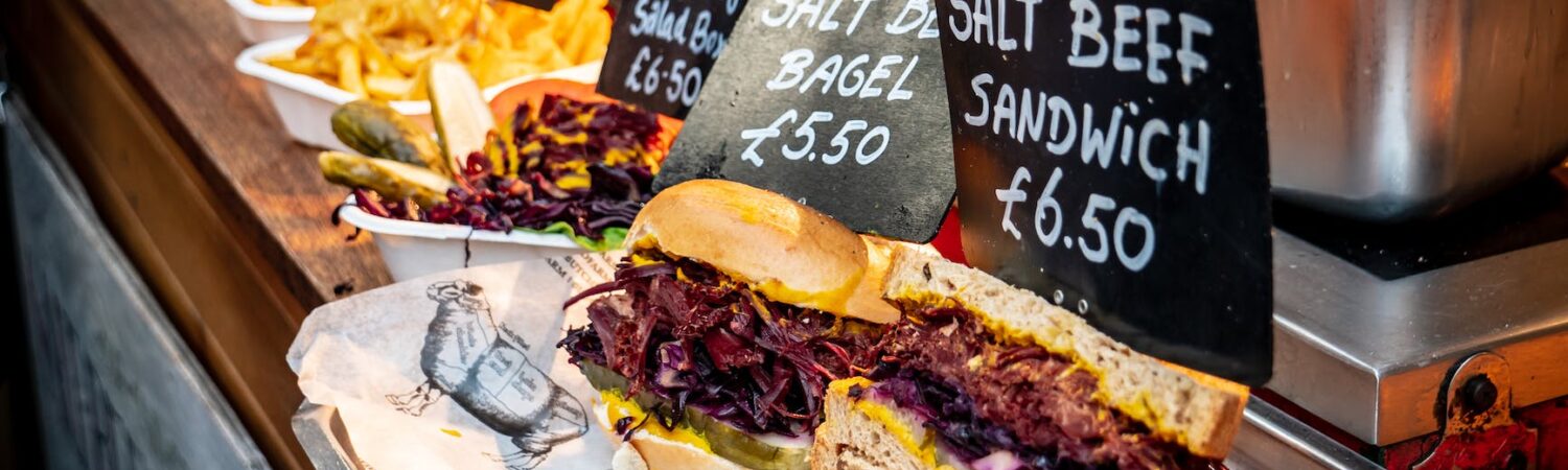 assorted sandwiches displayed for sale