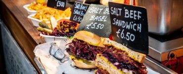 assorted sandwiches displayed for sale