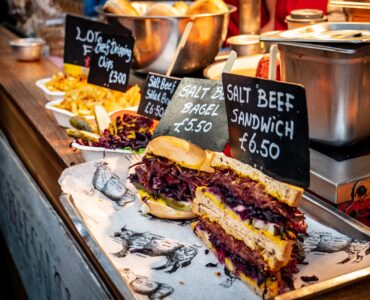 assorted sandwiches displayed for sale