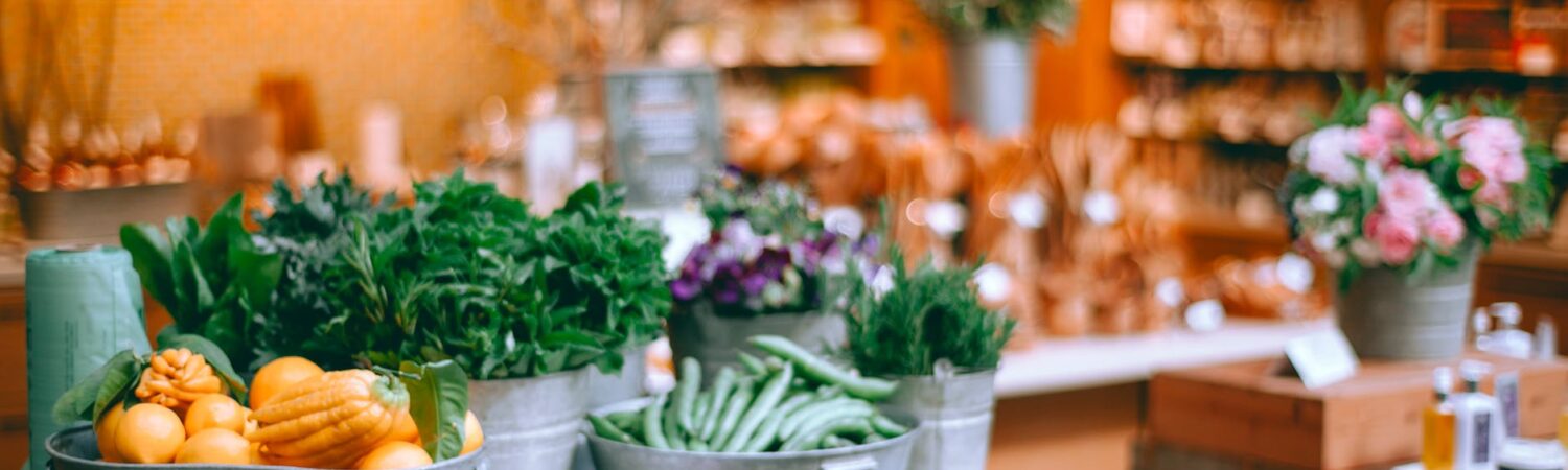 various fresh vegetables in local shop