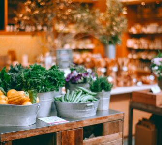 various fresh vegetables in local shop