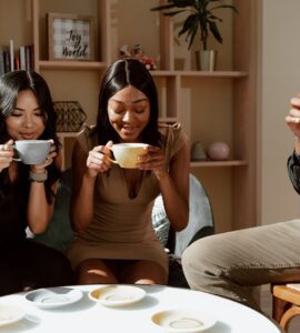 group of friends drinking coffee