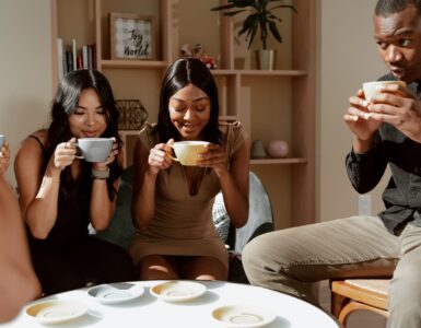 group of friends drinking coffee