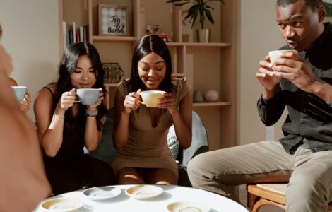 group of friends drinking coffee