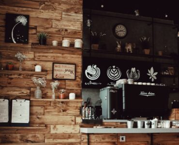 assorted decors with brown rack inside store