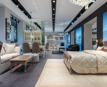 contemporary store with elegant furniture for bedroom and living room