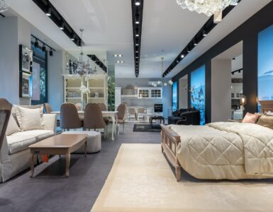 contemporary store with elegant furniture for bedroom and living room