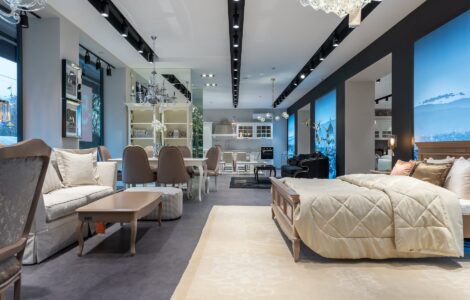 contemporary store with elegant furniture for bedroom and living room