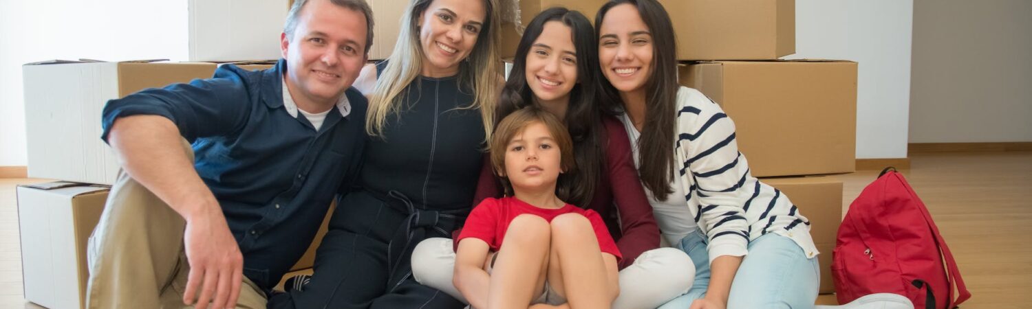 family picture on their new house